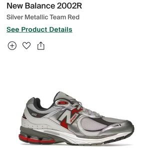 New Balance 2002r Silver Metallic Team Red